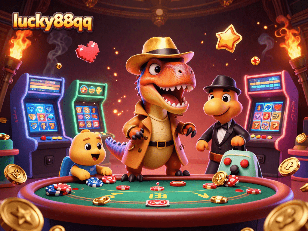 Experience thrilling gameplay with lucky88qq in a vibrant 3D casino world featuring animated characters.