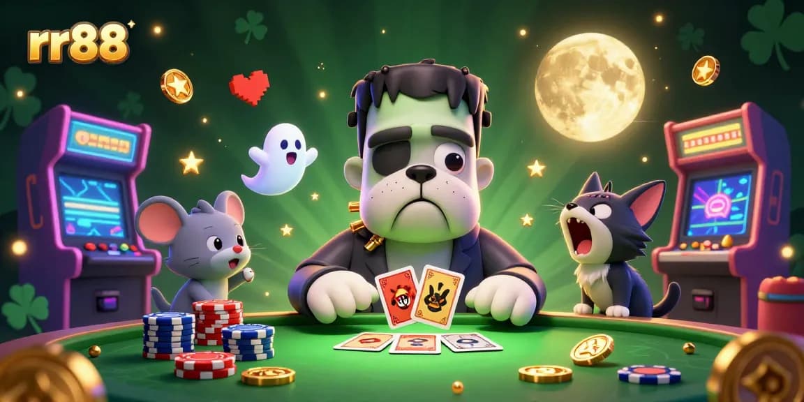 rr88 showcases an exciting 3D casino scene with animated characters and vibrant gaming elements.