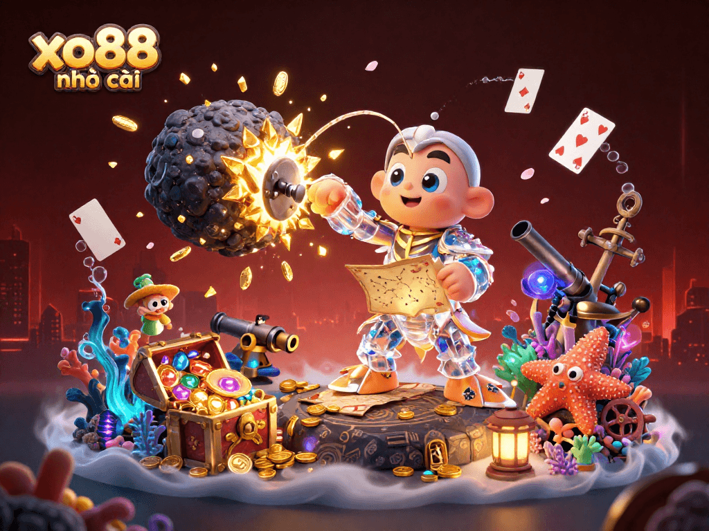 Engage with xo88 nhà cái in this rich 3D illustration featuring a galactic samurai and treasure elements.