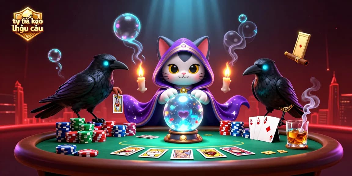 Engage with the tỷ lệ kèo nhà cái in this interactive casino scene featuring mystical characters and vibrant game elements.