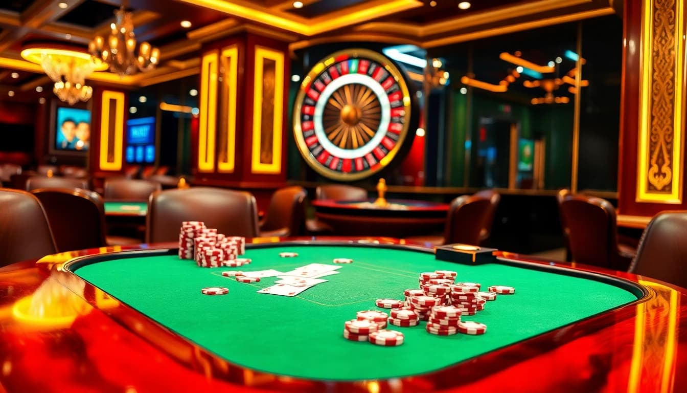 Experience the thrill of game bài with vibrant poker gameplay and luxurious casino ambiance.