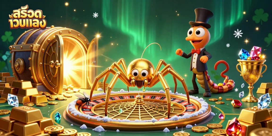 Engage in thrilling spins with สล็อตเว็บตรง featuring a golden spider and centipede croupier.