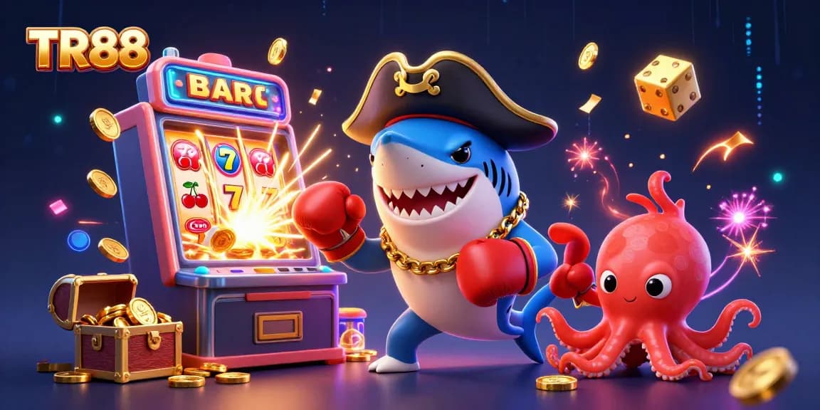 Experience the thrill of winning at TR88 with vibrant characters and dynamic casino elements.