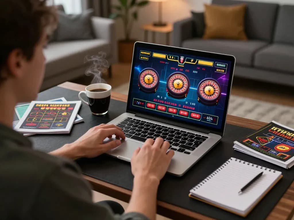 Online gaming session at Nhà cái Xo88 with player focused on live roulette game interface, showcasing responsible gambling.