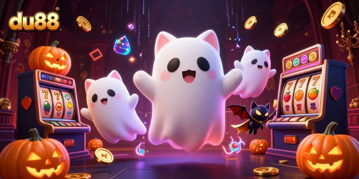 Experience the thrill of du88 with ghostly characters winning at slots in a haunted casino.