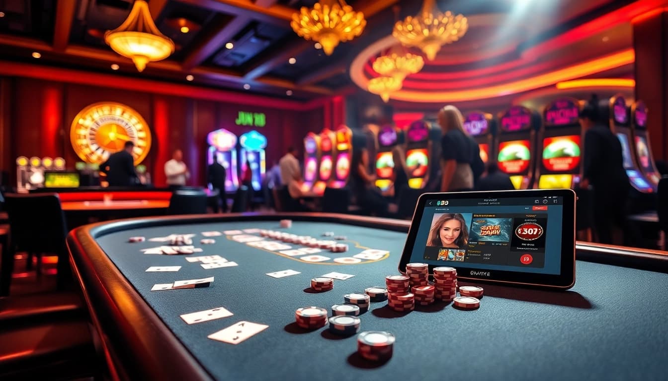 Experience exciting gaming at Jun 88 with vibrant casino elements and dynamic tables.