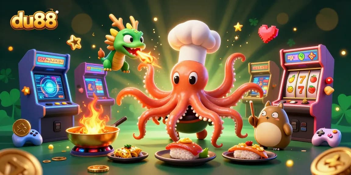 Play vibrant slot games with du88 in a lively casino scene featuring dynamic characters.
