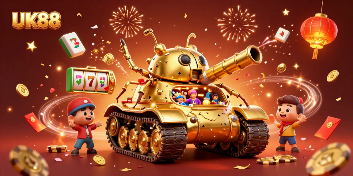 Experience UK88's vibrant casino world within an imaginative 3D tank showcasing slot games.