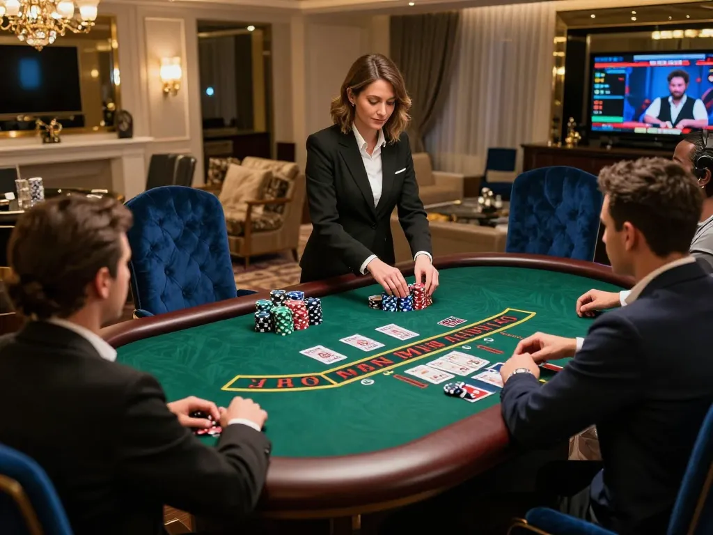 Engage with live dealer blackjack at lu88 casino, showcasing a professional setup and interactive gameplay.