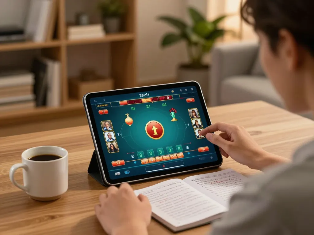 Player enjoying Tài Xỉu on taixiuvn app in a modern living room.