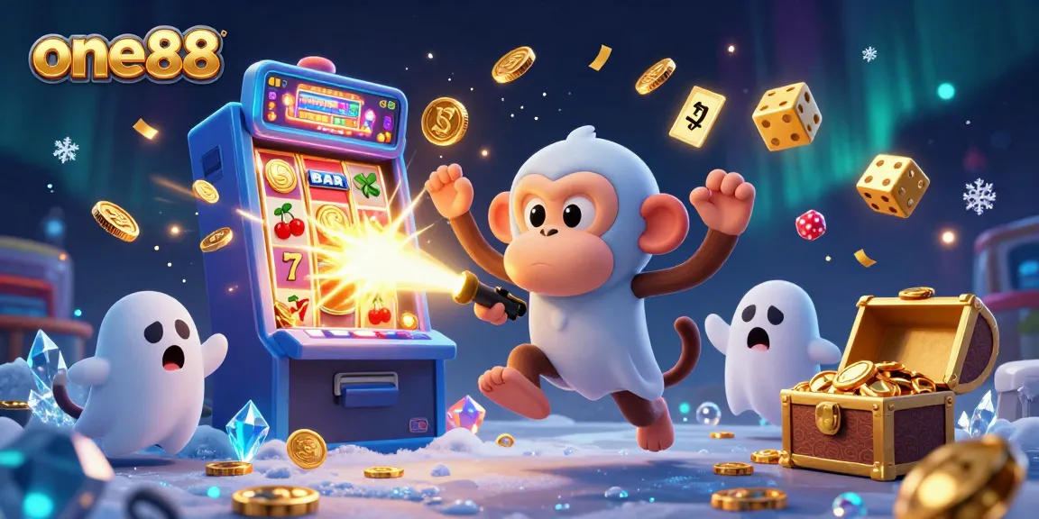 one88 creates excitement with golden coins flying from a jackpot slot machine in a lively casino scene.