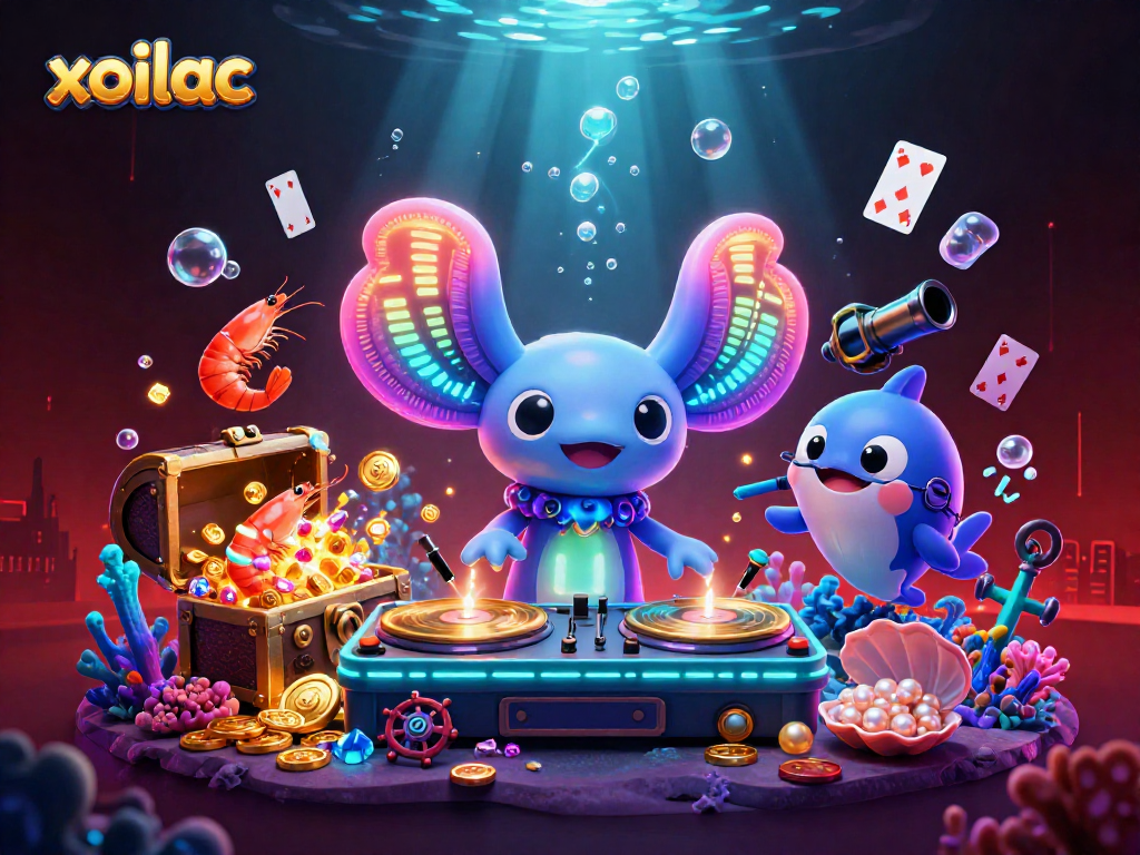 Xoilac offers exciting live action with colorful characters and dynamic elements in a casino-themed underwater scene