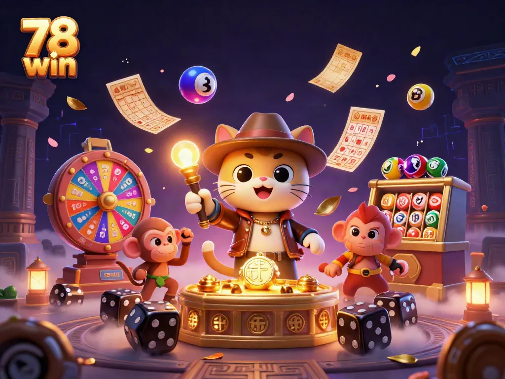 Engage in the thrilling world of 78 win with an archaeological exploration filled with vibrant lottery elements amid golden artifacts.