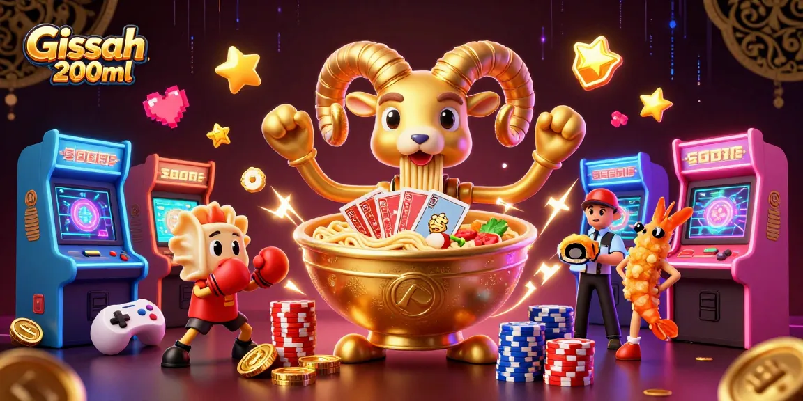 Experience the excitement of Gissah 200ml with this fun casino-themed cartoon illustration.