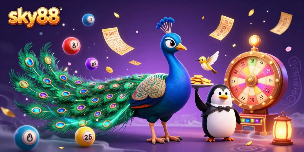 Experience thrilling gameplay at sky88 with vibrant lottery balls and festive casino elements.
