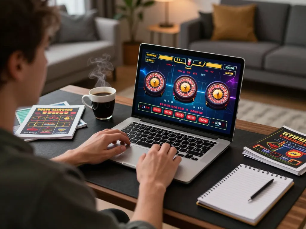 Online gaming session at Nhà cái Xo88 with player focused on live roulette game interface, showcasing responsible gambling.
