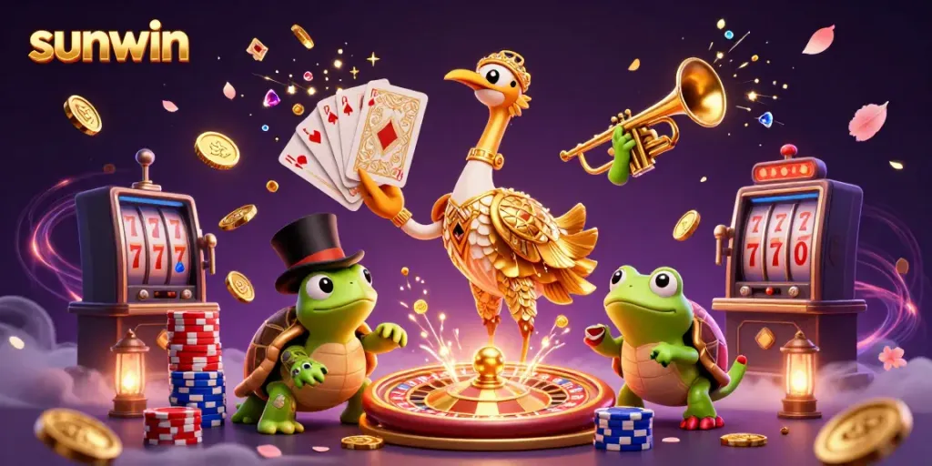 Experience thrilling gameplay with sunwin's vibrant gambling scene, showcasing charismatic characters and slots.
