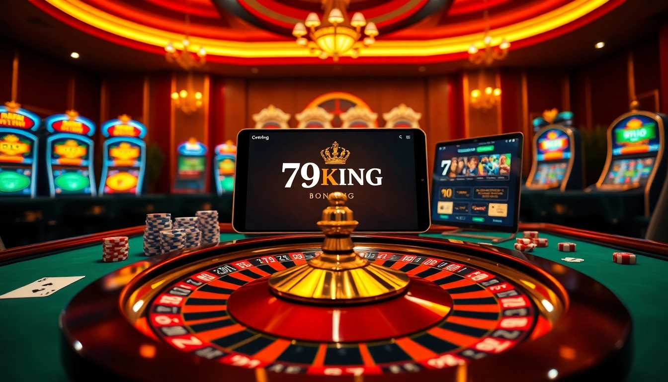 Gambling excitement on Trang chủ 79KING with digital betting devices and casino elements.