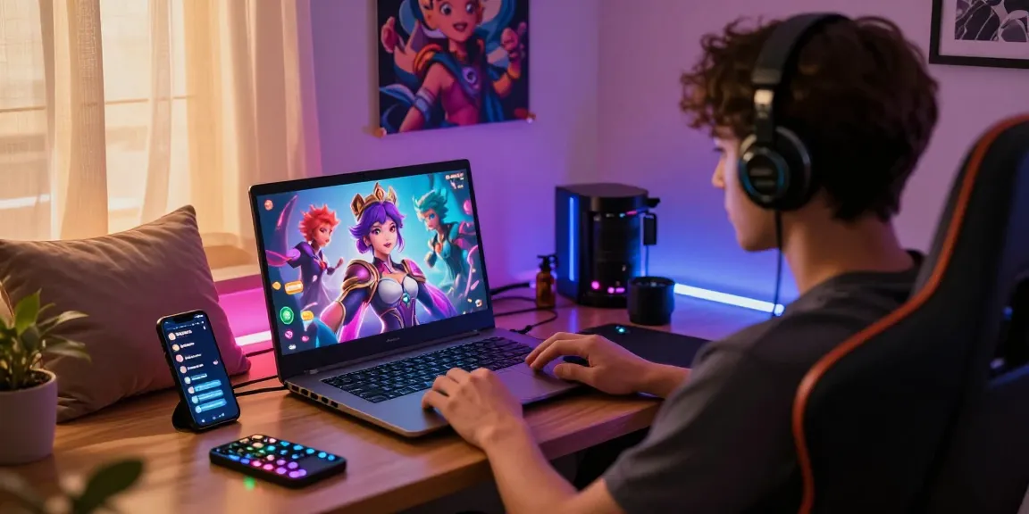 User engaging with nsfw character ai on a laptop in a cozy digital setting.
