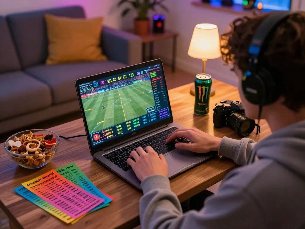 Engaging sports betting experience at Uk 88 with live odds display and focused player.