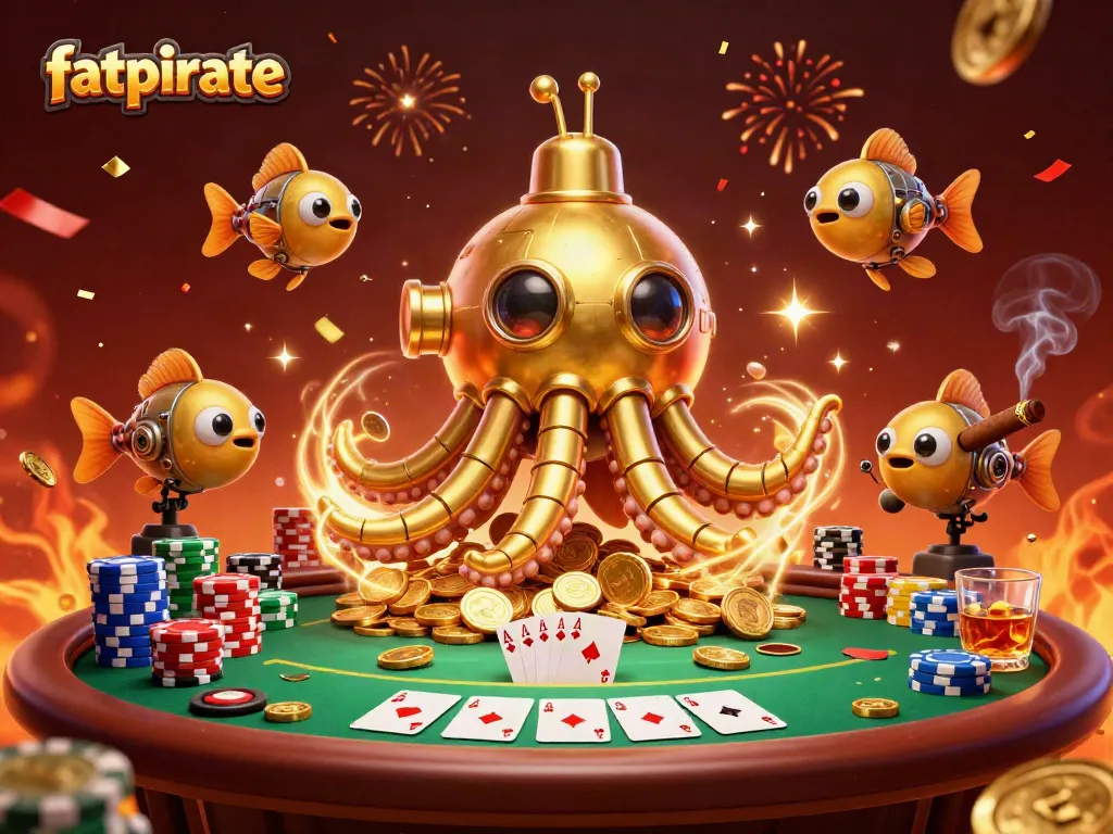 Engage with the thrilling world of fatpirate casino amidst mechanical sea creatures and poker elements.