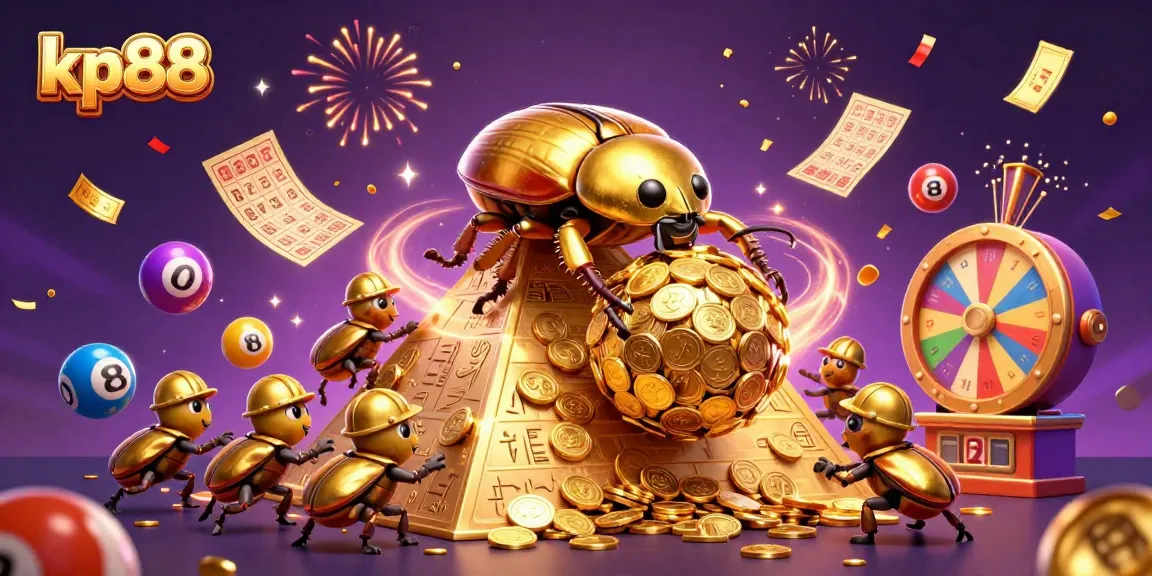 Engage in exciting gameplay at kp88 with vibrant lottery balls and dynamic prizes illustrated in a 3D scene.