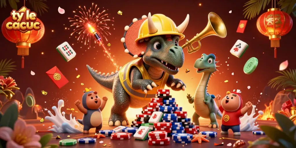Engage with the vibrant ty le ca cuoc scene showcasing gambling excitement through colorful characters and festive elements.