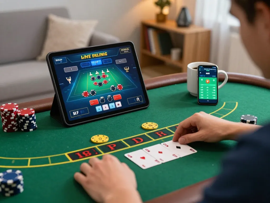 Play blackjack on SC88 app with strategic bets in a cozy home setting