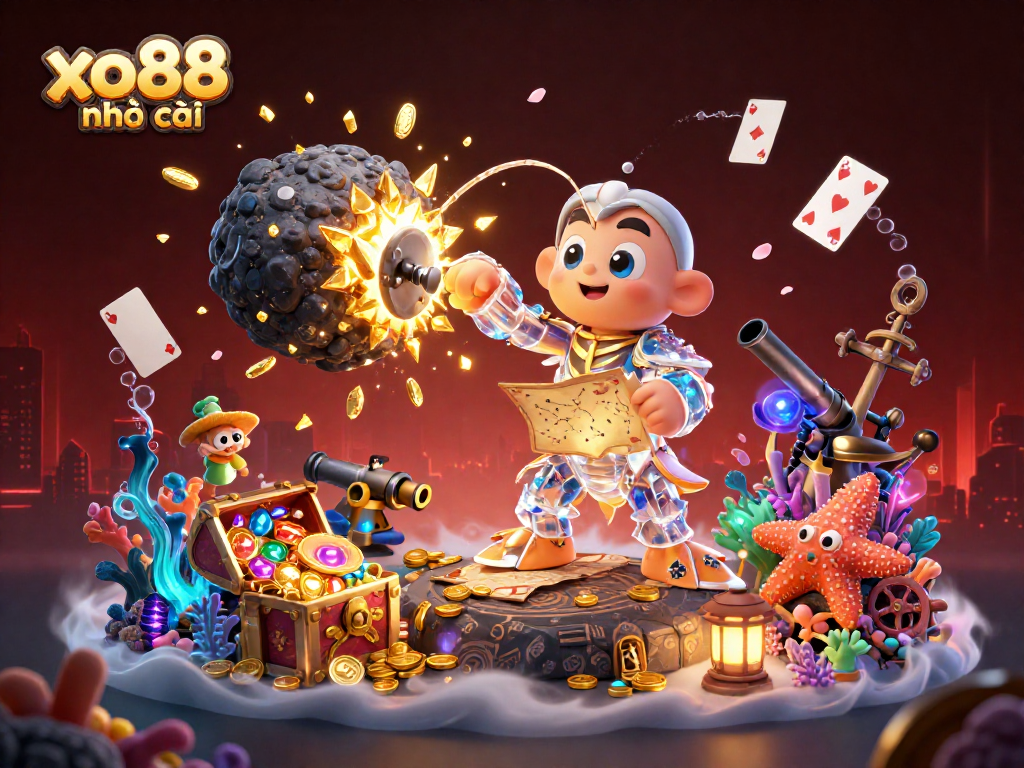 Engage with xo88 nhà cái in this rich 3D illustration featuring a galactic samurai and treasure elements.