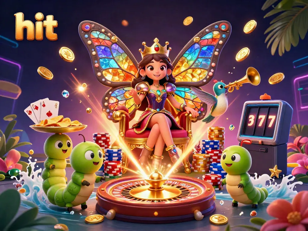 Hit casino jackpot while enjoying vibrant visuals of a butterfly queen surrounded by captivating game elements.