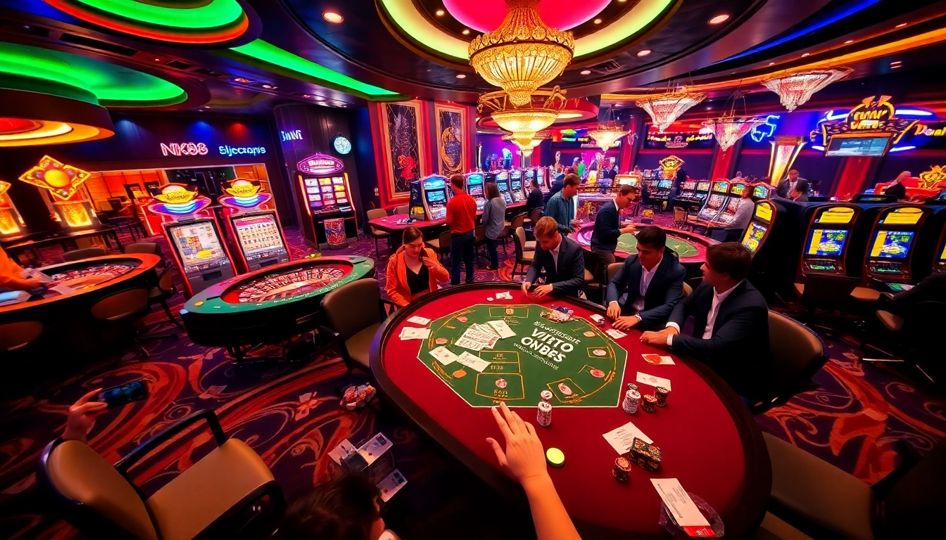 Experience the thrilling gameplay of NK88 with exciting casino elements and vibrant betting scenes.