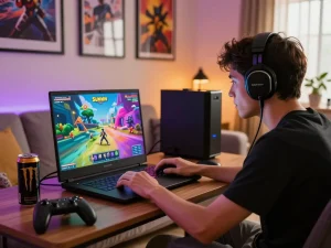 Engaging gaming scene with player immersed in Sunwin online game, showcasing excitement and vibrant graphics.