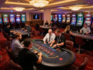 Engaging black jack gameplay at a casino featuring strategic moments with TX88 chips visible