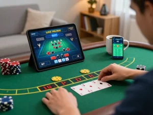 Play blackjack on SC88 app with strategic bets in a cozy home setting