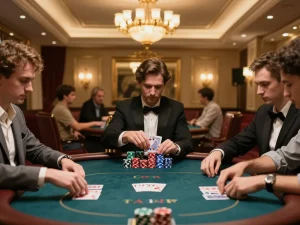 Experience thrilling gameplay with Link truy cập Vin88 at a high-stakes poker table in a luxurious casino.