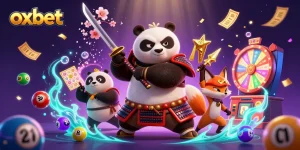 Engage in thrilling lottery gameplay with OXBET's vibrant scene filled with dynamic elements.