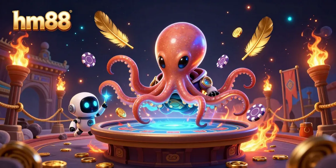Engage with hm88's exciting poker world featuring a 3D alien octopus and dynamic casino elements.